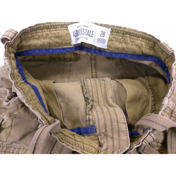 Aeropostale Mens Cargo Shorts sz 28 Beach Scene Brown Cotton SoCal Surf 7 Pocket - Picture 10 of 10